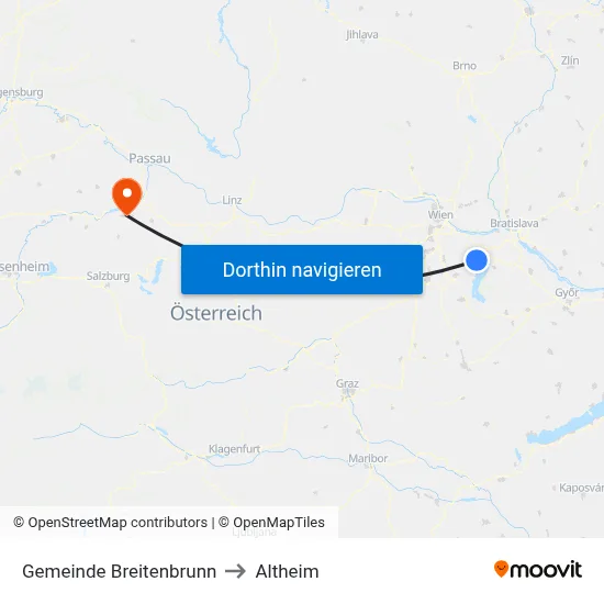 Gemeinde Breitenbrunn to Altheim map