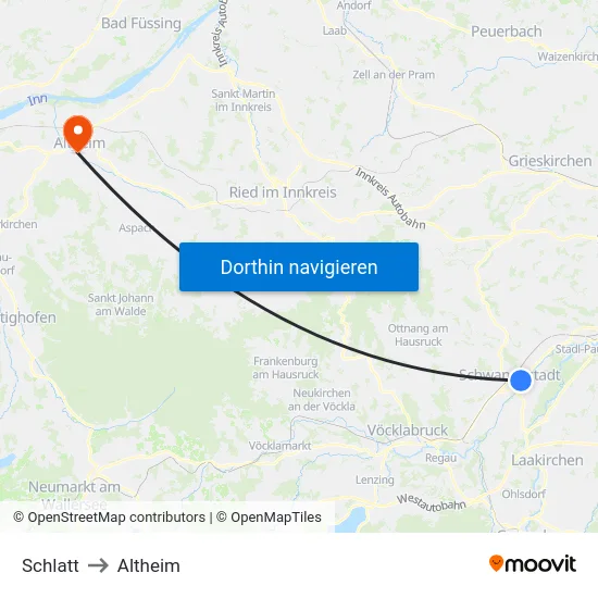 Schlatt to Altheim map