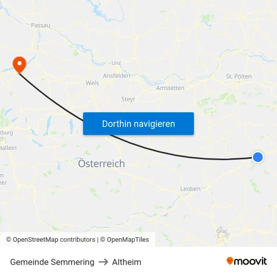 Gemeinde Semmering to Altheim map