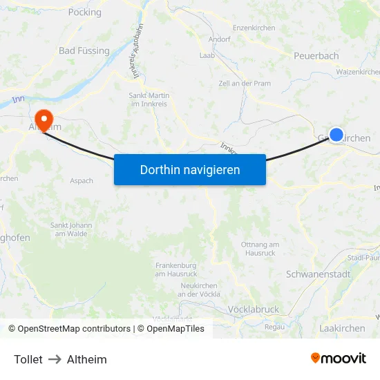 Tollet to Altheim map