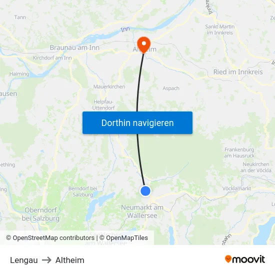 Lengau to Altheim map
