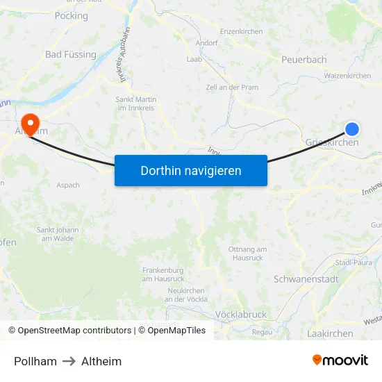 Pollham to Altheim map