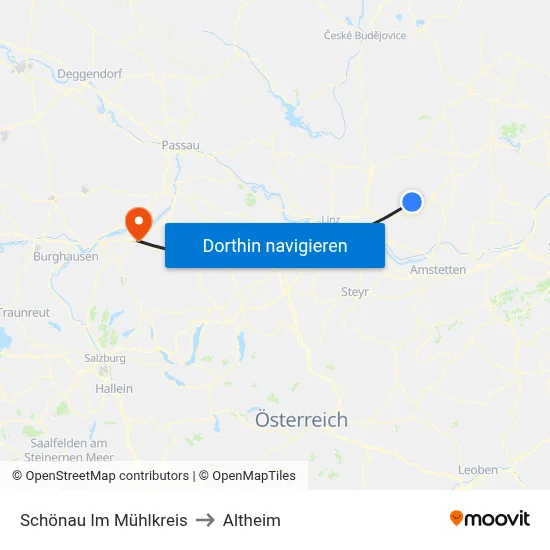 Schönau Im Mühlkreis to Altheim map