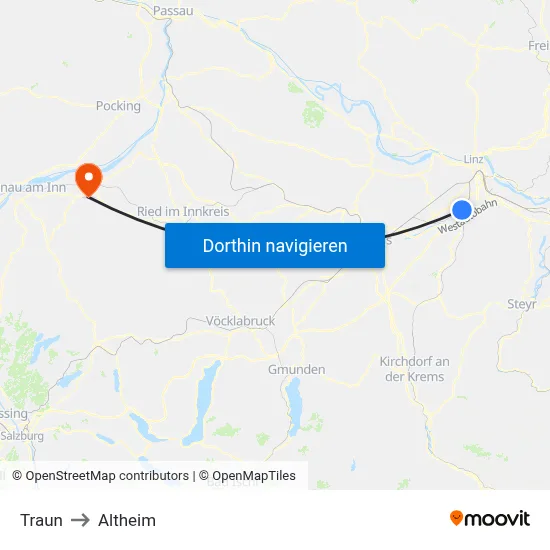 Traun to Altheim map