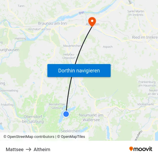 Mattsee to Altheim map