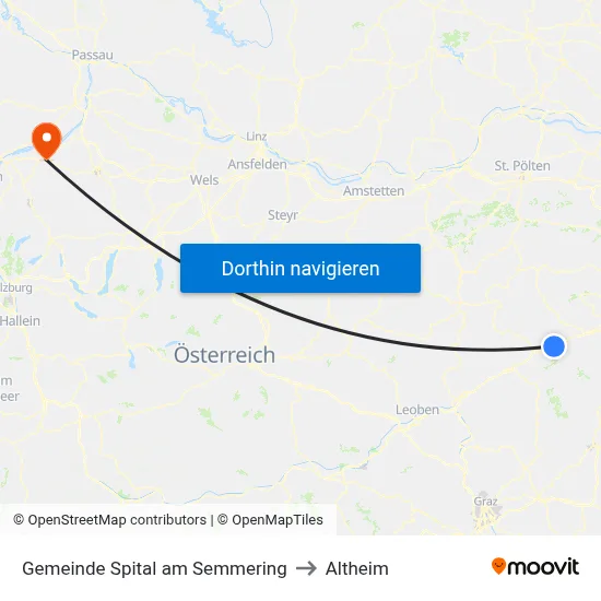 Gemeinde Spital am Semmering to Altheim map