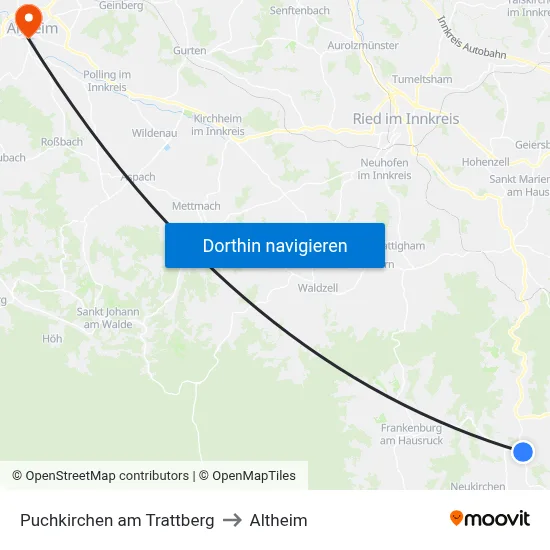 Puchkirchen am Trattberg to Altheim map