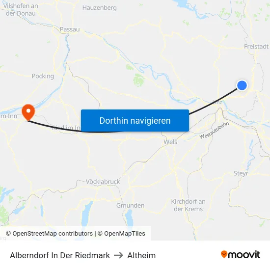 Alberndorf In Der Riedmark to Altheim map