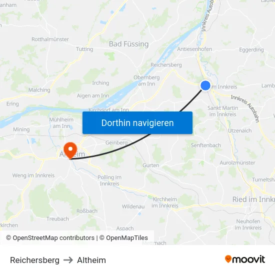 Reichersberg to Altheim map