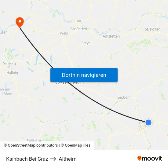 Kainbach Bei Graz to Altheim map