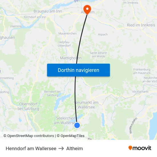Henndorf am Wallersee to Altheim map