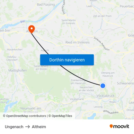 Ungenach to Altheim map