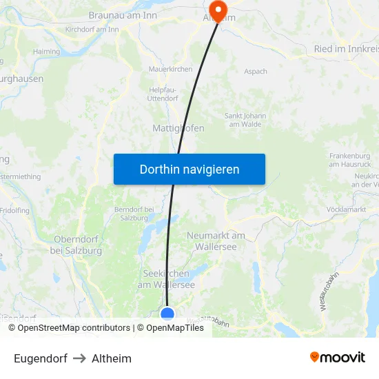 Eugendorf to Altheim map