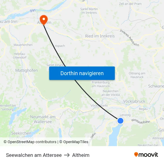 Seewalchen am Attersee to Altheim map