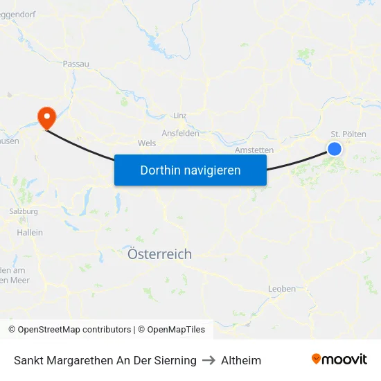 Sankt Margarethen An Der Sierning to Altheim map