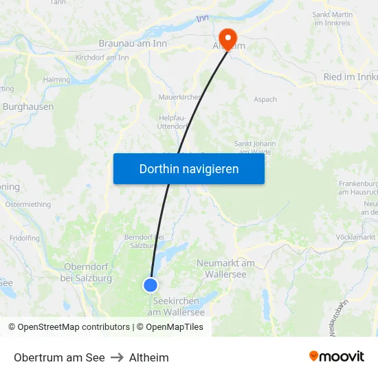 Obertrum am See to Altheim map