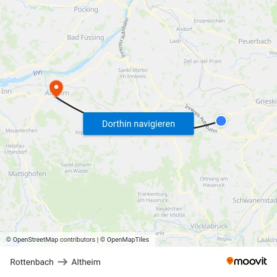 Rottenbach to Altheim map