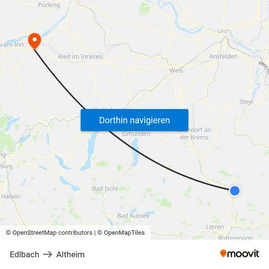 Edlbach to Altheim map