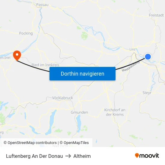 Luftenberg An Der Donau to Altheim map