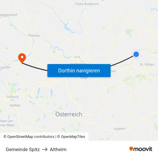 Gemeinde Spitz to Altheim map