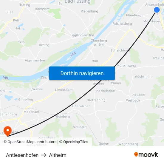 Antiesenhofen to Altheim map
