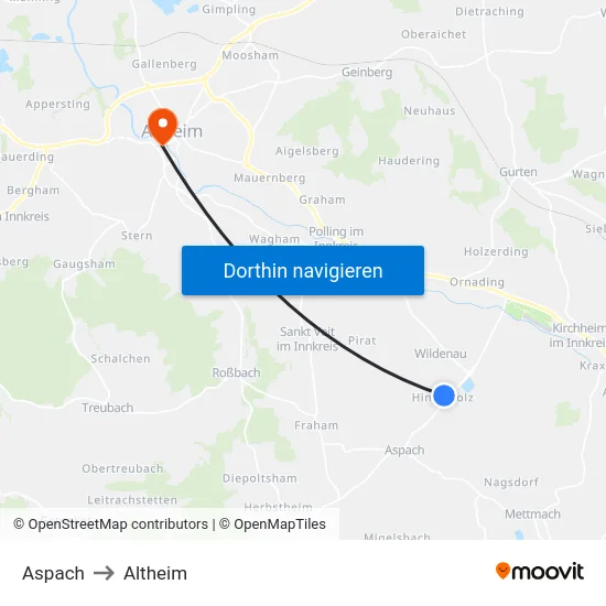 Aspach to Altheim map