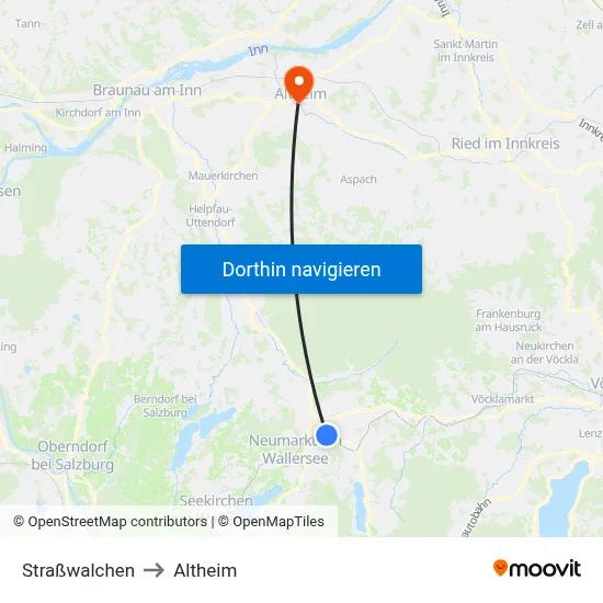 Straßwalchen to Altheim map