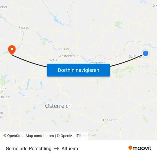 Gemeinde Perschling to Altheim map