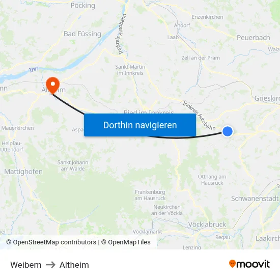 Weibern to Altheim map