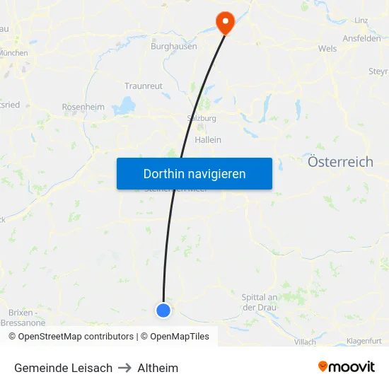 Gemeinde Leisach to Altheim map