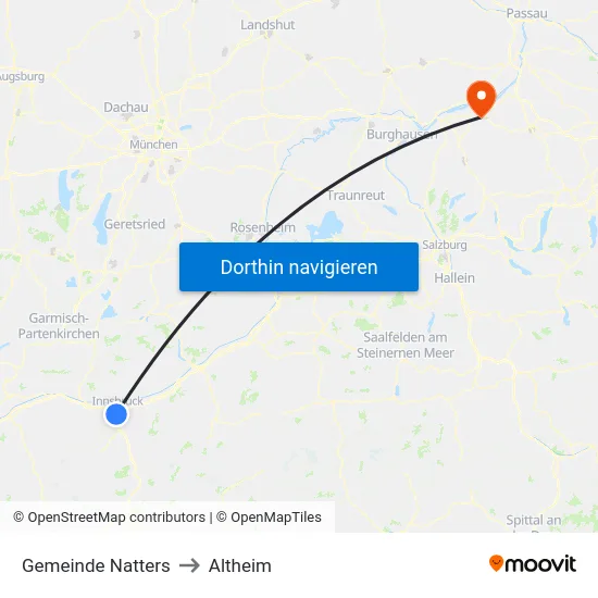 Gemeinde Natters to Altheim map