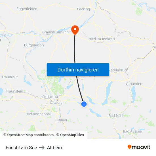 Fuschl am See to Altheim map