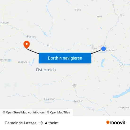 Gemeinde Lassee to Altheim map