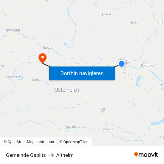 Gemeinde Gablitz to Altheim map