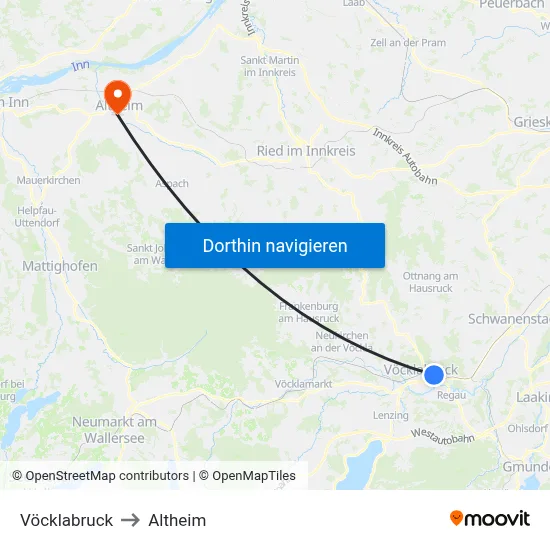 Vöcklabruck to Altheim map