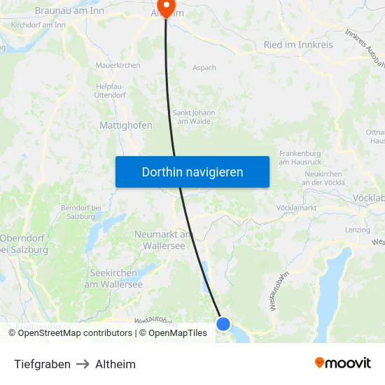 Tiefgraben to Altheim map
