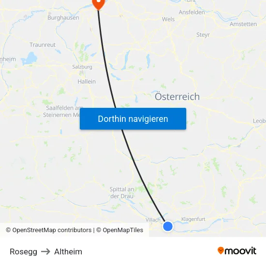 Rosegg to Altheim map