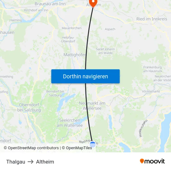 Thalgau to Altheim map