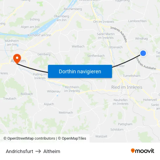 Andrichsfurt to Altheim map