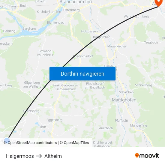 Haigermoos to Altheim map