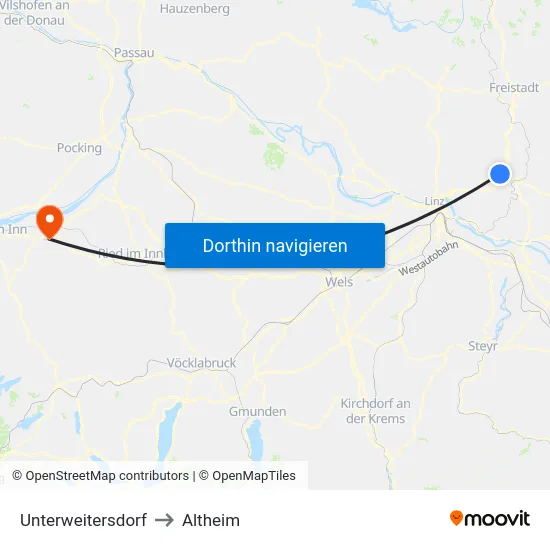 Unterweitersdorf to Altheim map