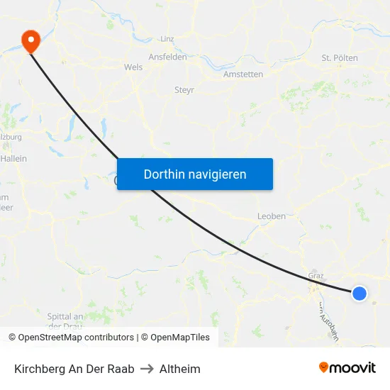 Kirchberg An Der Raab to Altheim map
