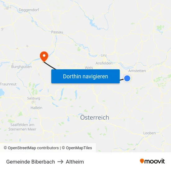 Gemeinde Biberbach to Altheim map