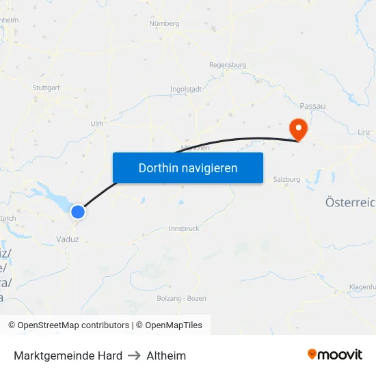 Marktgemeinde Hard to Altheim map