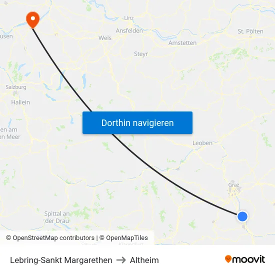 Lebring-Sankt Margarethen to Altheim map