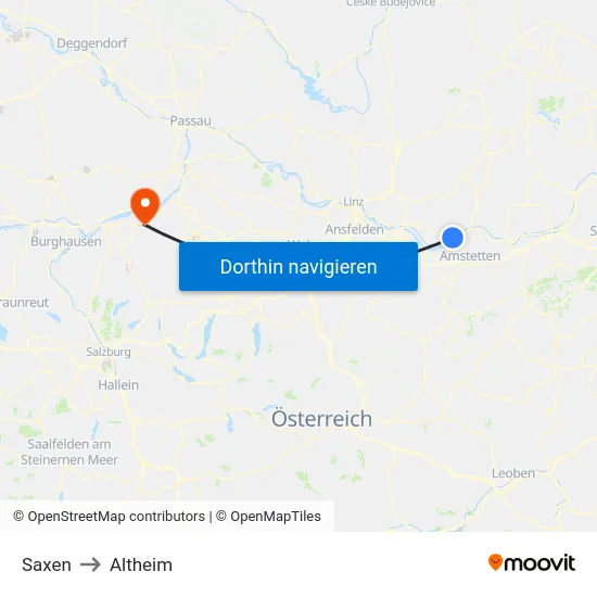 Saxen to Altheim map