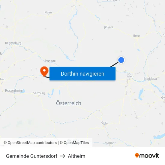 Gemeinde Guntersdorf to Altheim map