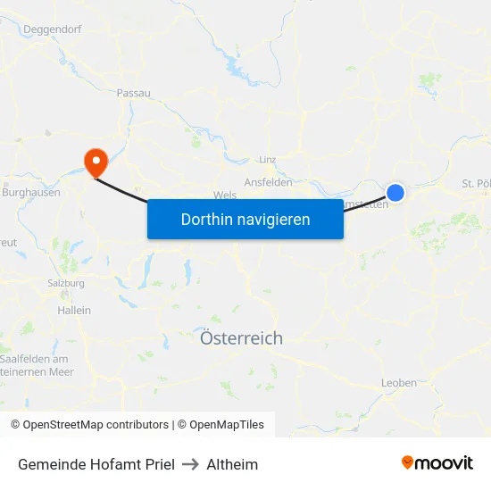 Gemeinde Hofamt Priel to Altheim map