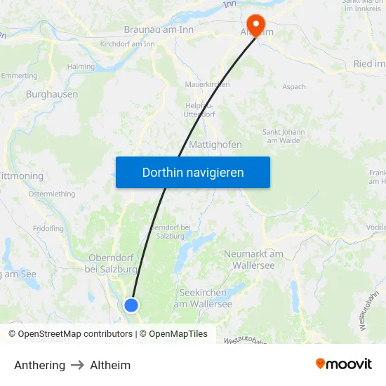 Anthering to Altheim map