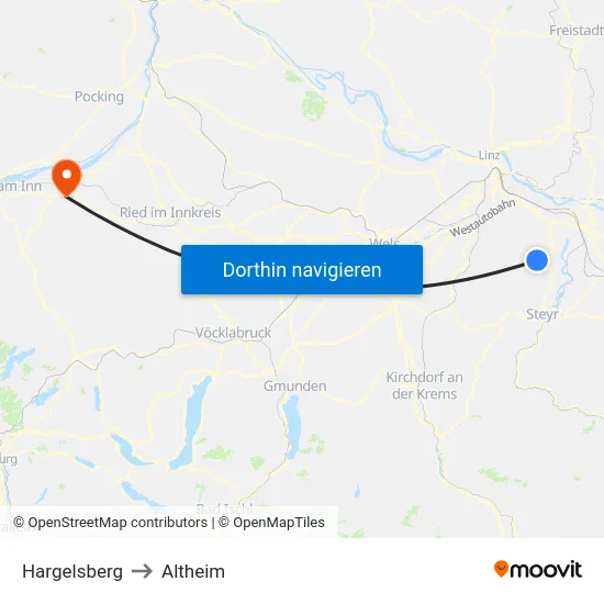 Hargelsberg to Altheim map